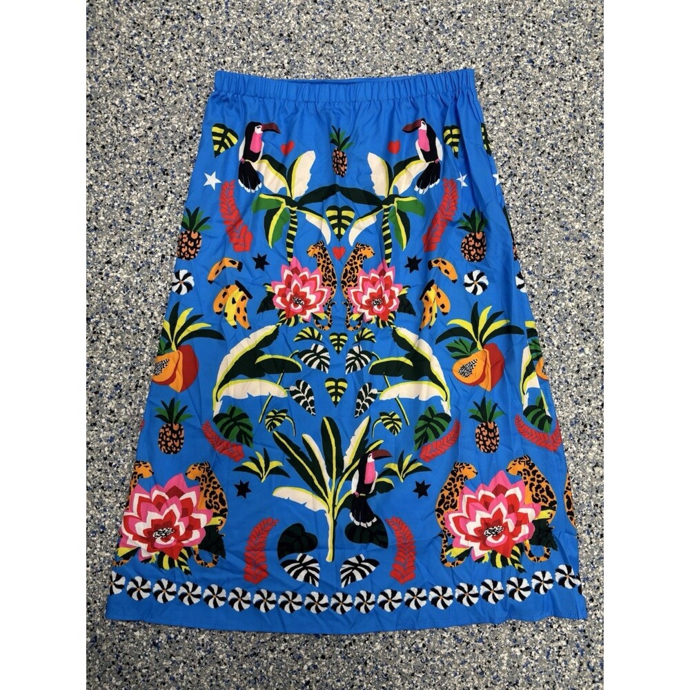 BUWTTER Women's Skirt Floral Midi A Line Casual Tropical Pattern Size X-Large